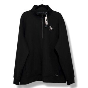 Cutter & Buck Steelers NFL Roam Eco Comfort Quarter Zip Pullover Jacket - Black‌